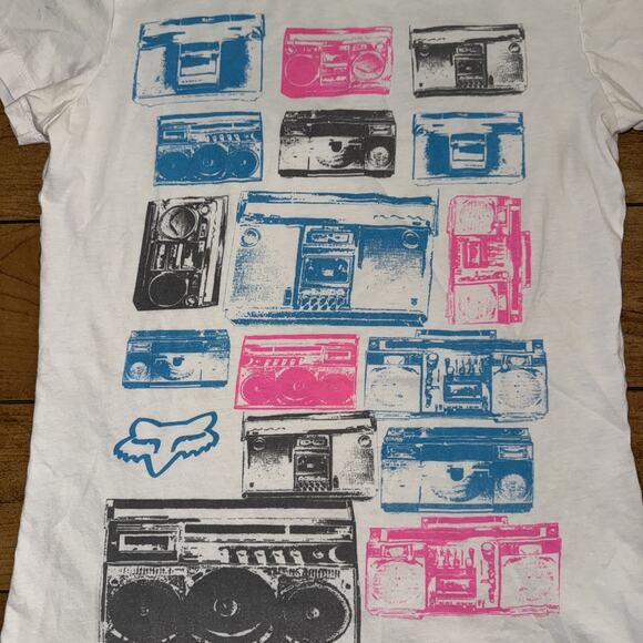 Y2K Fox Racing Boombox T-Shirt White Large 17x24 - Picture 3 of 6